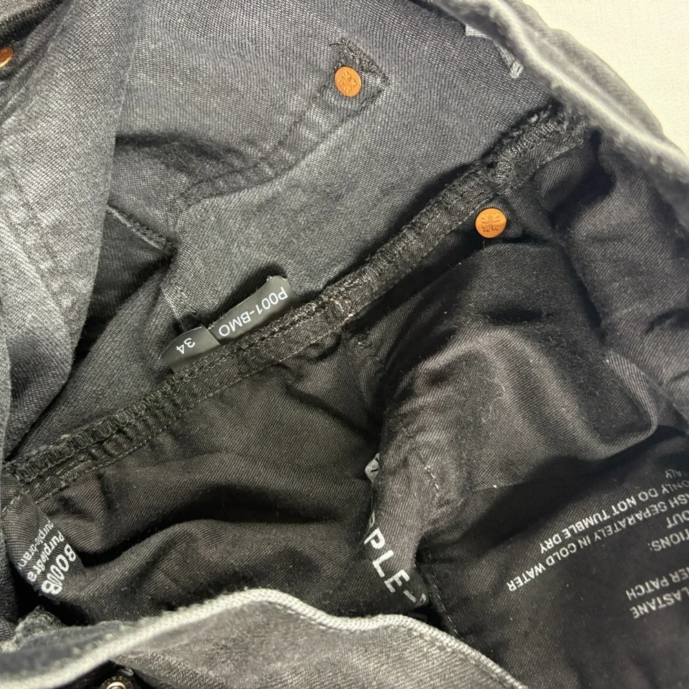 Purple Brand Jeans Mens 34x32 Black P001 Skinny Denim Button Fly - Picture 9 of 15